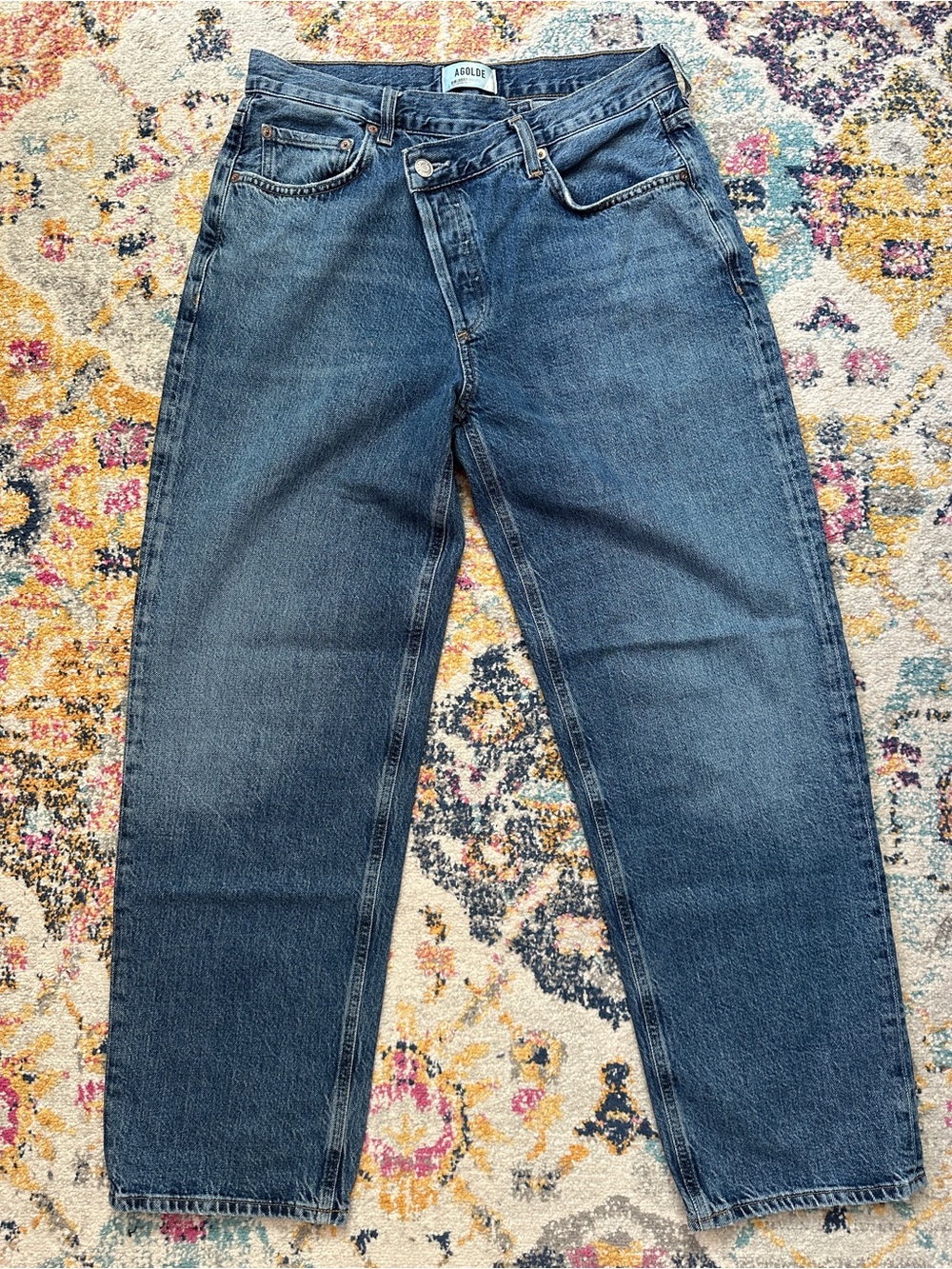 AGOLDE Criss Cross High Rise Straight Leg Denim Jeans Size 28 - Picture 2 of 10
